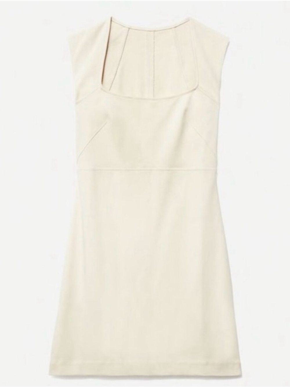 Everlane 90s Cream Sleeveless Square-Neck Mini Dress